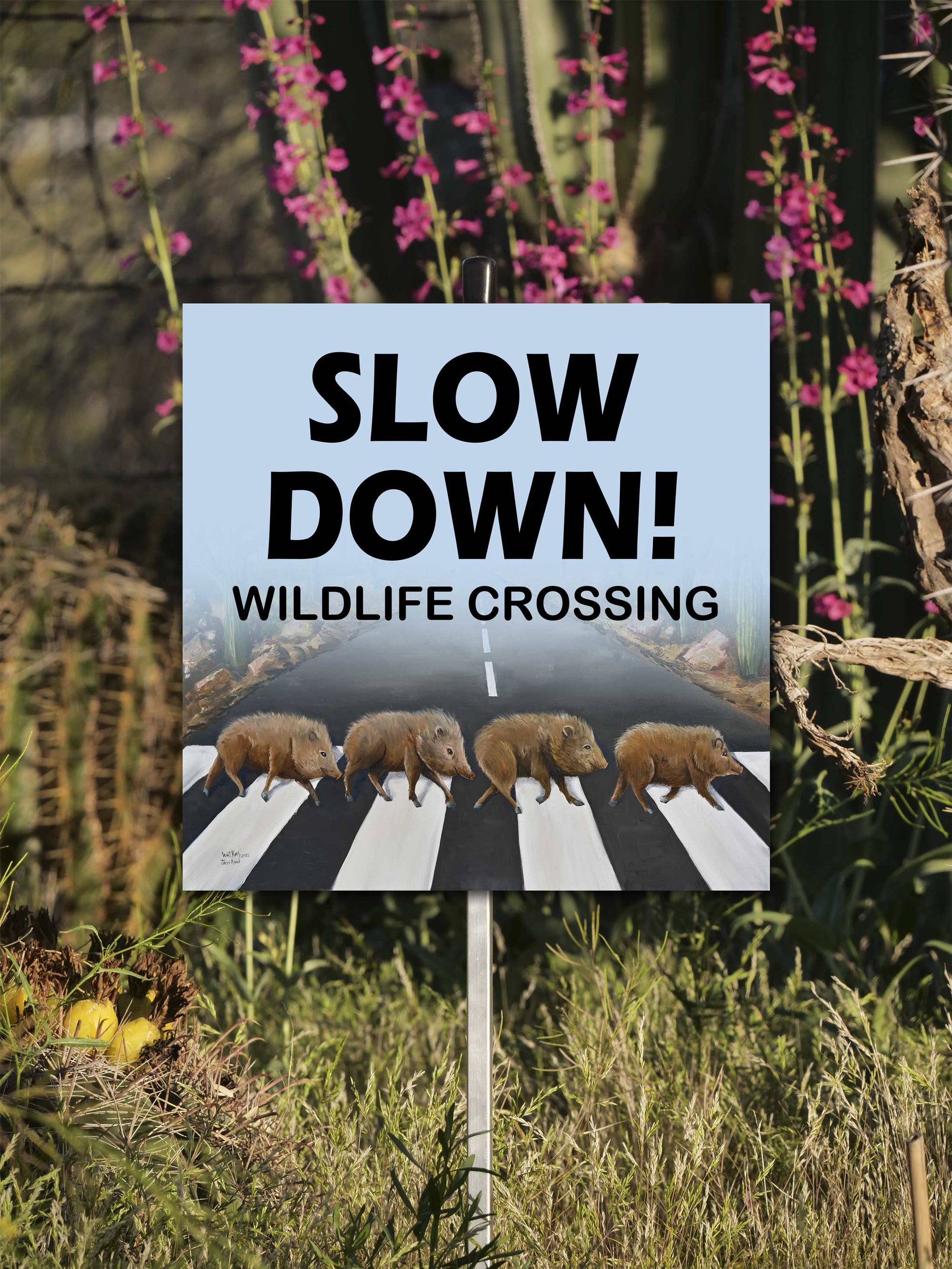 Javelina, Slow down for wildlife Sign