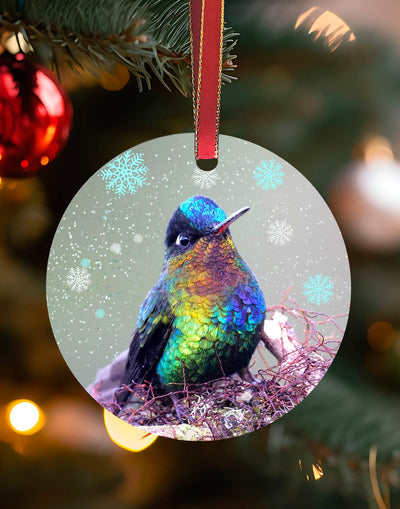 Fiery Throated Hummingbird Ornament
