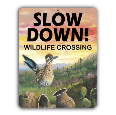 Roadrunner Trail, Slow down for wildlife Sign