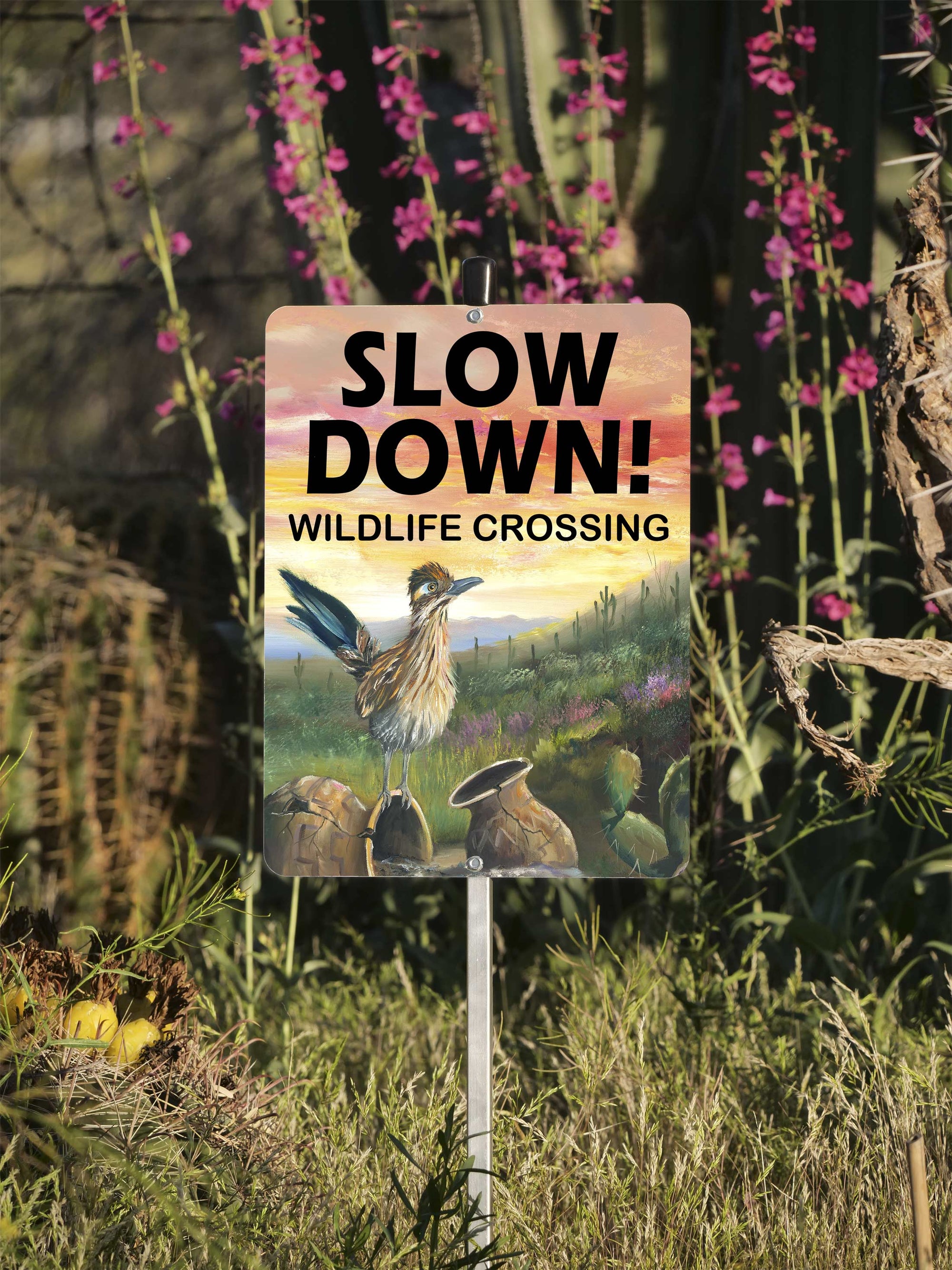 Roadrunner Trail, Slow down for wildlife Sign