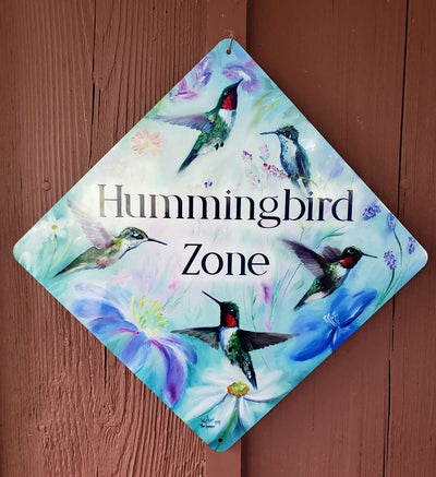 Hummingbird Zone Aluminum Sign