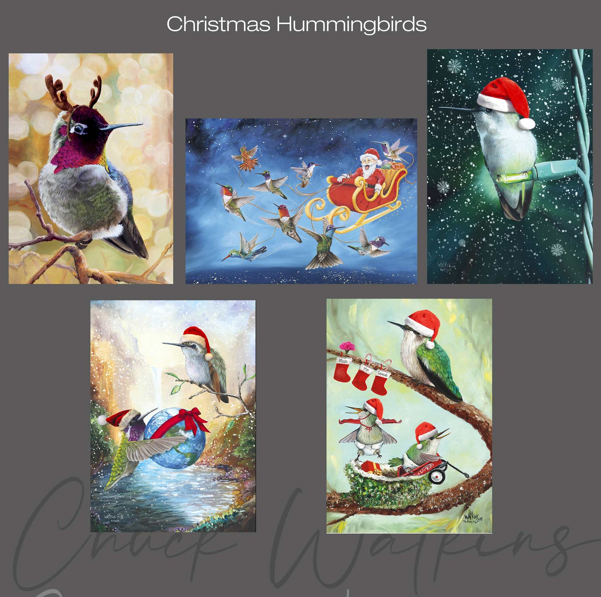 Christmas Hummingbirds Magnet Set