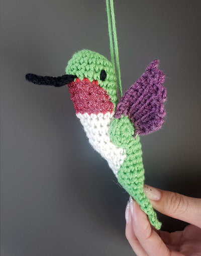 Crocheted Ruby Hummingbird Ornament from Anna Watkins