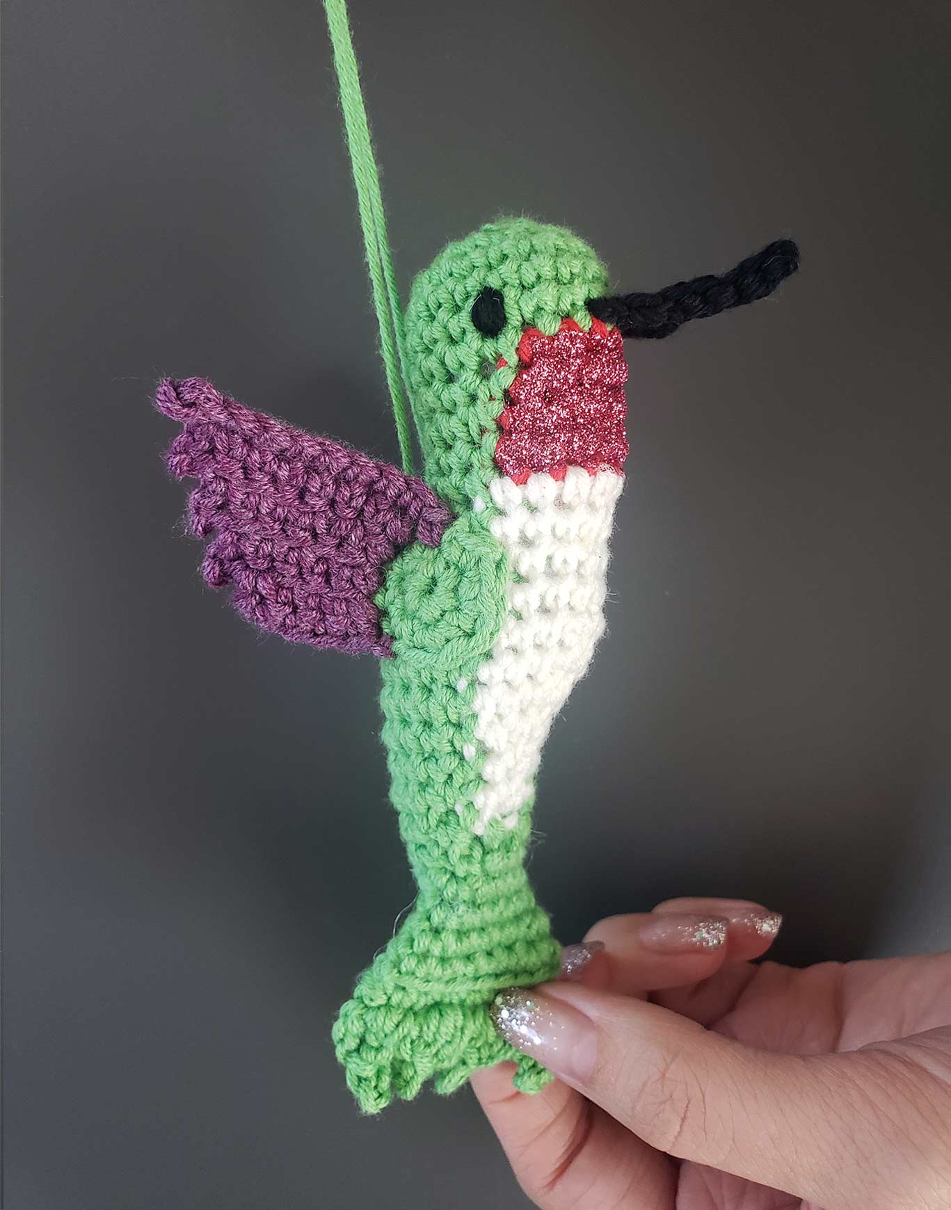 Crocheted Ruby Hummingbird Ornament from Anna Watkins